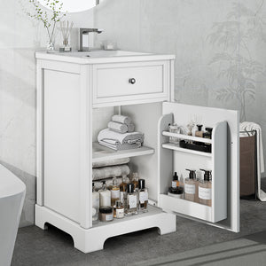 English Elm 20" Bathroom Vanity With Sink, Bathroom Cabinet With Soft Closing Door, Storage Rack and Adjustable Shelve, White (Old Sku:	
Wf531249Aak)