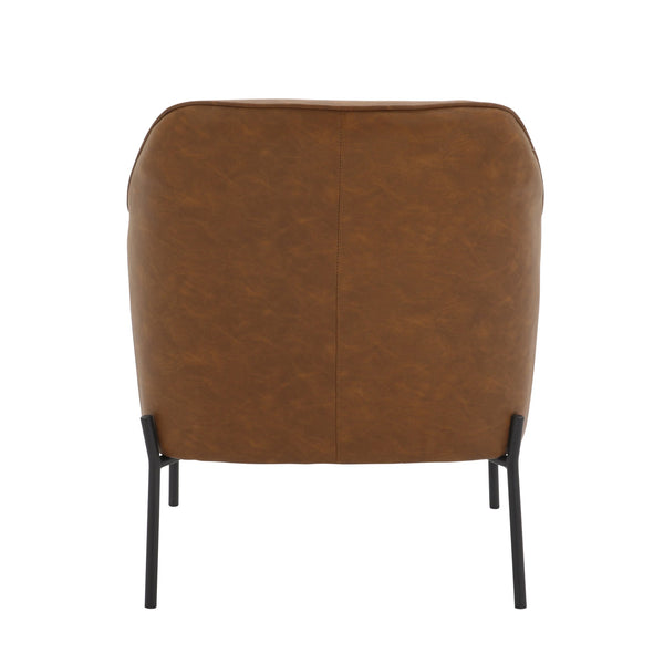 English Elm Daniella Modern Accent Chair with Bucket Seat and Metal Legs, Faux Leather Upholstery Comfortably Stylish Camel B202P223485