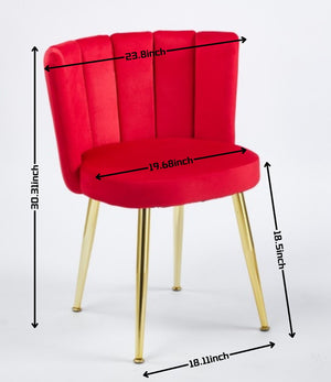 English Elm Modern Red Velvet Dining Chair Set of 2 with Gold Metal Legs, Ergonomic Backrest, Breathable Short Fur Comfort W234P256816