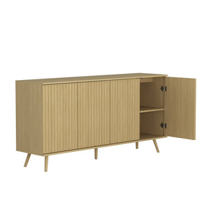 English Elm Sideboard Walnut Credenza with Hexagonal Doors and Adjustable Shelves for Dining Areas W409P327407