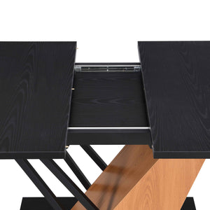 English Elm 61.81(46.46) Extendable Dining Table with Slanted Metal Frame, E2 MDF Top, Scratch‑Resistant, Modern Chic W2317P251950