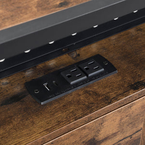 English Elm Full Size Metal Platform Bed Frame with LED Lighting, USB Outlets, 2 Drawers, Headboard Storage, 600LB Limit W311P167040