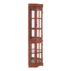English Elm Corner Curio Cabinet with 5 Shelves and Built-In Lighting, Glass Display Case for Home Décor and Collectibles, Space-Saving Corner Accent (47x21x10.75) Walnut W1693P183978