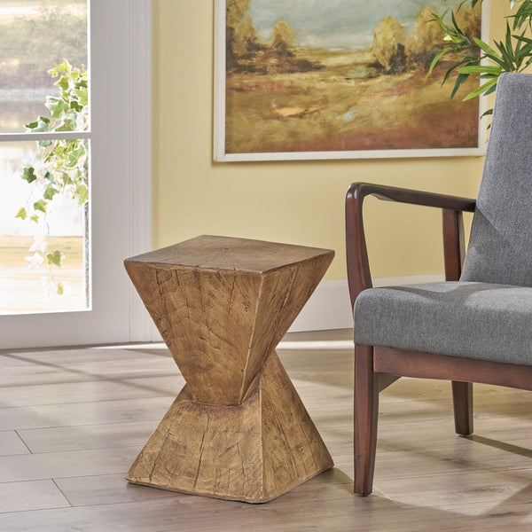English Elm Christopher Knight Home® - TESS Modern Side Table with Sculptural Hourglass Design, Hand-Finished Accent for Indoor/Patio Spaces Natural N770P341402N