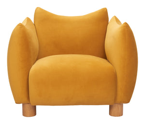 Zuo Modern Meia Accent Chair Mustard - Stylish Modern Design, High-quality Polyester, Perfect For Any Space! Yellow 100% Polyester,Plywood,Ash Wood 110476-zuo-modern
