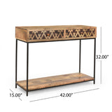 Christopher Knight Home® - Noble House - Pentland Boho Handcrafted Mango Wood Console Table, Brown and Black