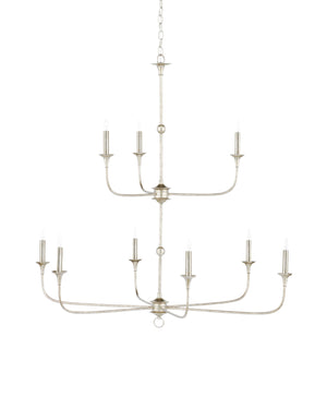 Currey & Company Nottaway Two-tier Champagne Chandelier - Elegant Silver Finish, Adjustable Height, Perfect For High Ceilings Silver Wrought Iron 9000-1313-currey-company