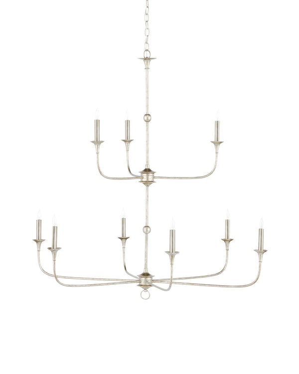 Currey & Company Nottaway Two-tier Champagne Chandelier - Elegant Silver Finish, Adjustable Height, Perfect For High Ceilings Silver Wrought Iron 9000-1313-currey-company