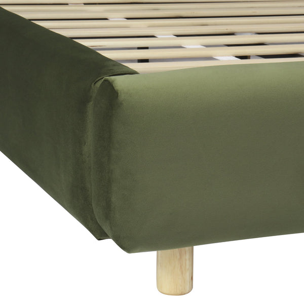 English Elm Christopher Knight Home® - King Velvet Platform Bed with Wingback Tufted Headboard and Built-In Nightstands for Luxury Olive Green N757P210314V