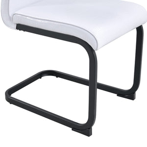 English Elm Set of 2 Glam Faux Alligator Pvc Dining Chairs with Crystal Buckle Bow Legs White W3875P371057