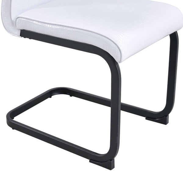 English Elm Set of 2 Glam Faux Alligator Pvc Dining Chairs with Crystal Buckle Bow Legs W3875P371063