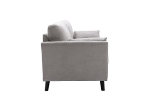 English Elm Damiano Three Seat Woven Fabric Sofa with Solid Wood Legs for Modern Living Rooms Light Gray B2749S00151