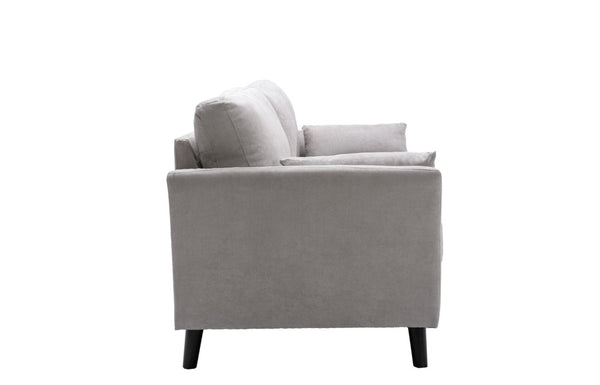 English Elm Damiano Three Seat Woven Fabric Sofa with Solid Wood Legs for Modern Living Rooms Light Gray B2749S00151