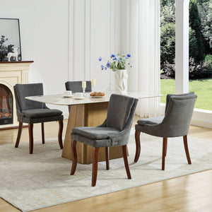 English Elm Modern Dining Chairs Set of 2 with Double-Layer Cushioned Spring+Sponge Comfort, Curved Solid Wood Legs, Mid Back Elegance for Living & Dining Room Gray W1143P207920