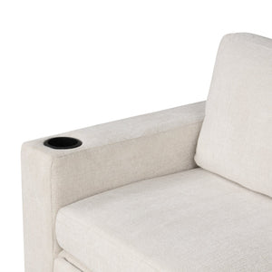 English Elm 108.7" Sectional Sofa with Pull-Out Bed, Chenille Upholstery, USB Ports, Cup Holders, Stylish Comfort Beige N719S001932A