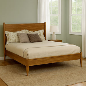 English Elm Mid-Century Modern Eastern King Wooden Platform Bed In Warm Oak - Stylish, Durable, Easy Assembly! B016S00018