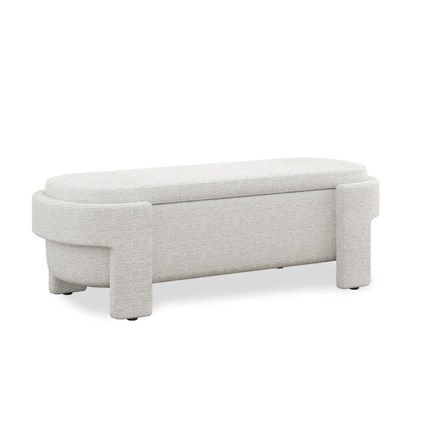 English Elm Linen Upholstered Storage Bench with High-Density Foam Seat, Spacious Hidden Compartment, 51.5" Beige Stripe W487P271463