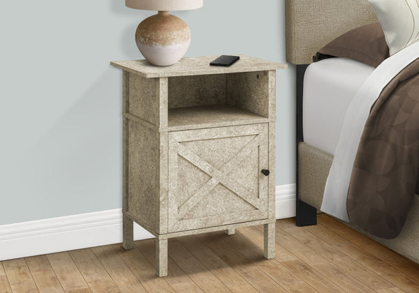 English Elm Accent Side Table with Open Shelf and Cabinet Storage for Compact Living Spaces Cream B2710P461700