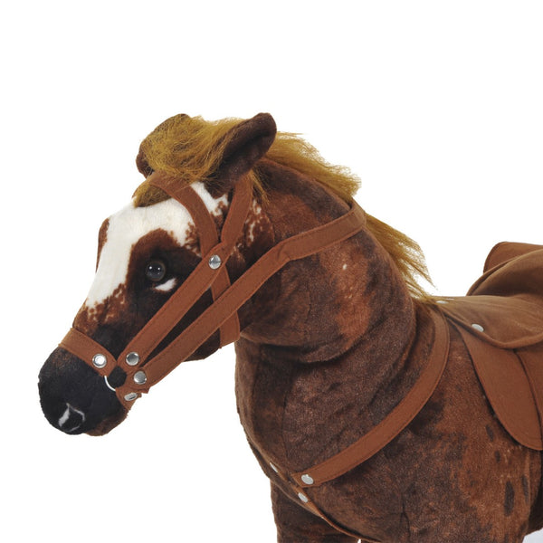 English Elm Qaba Plush Ride on Rocking Horse Toy with Neighing Sounds and Padded Seat for Toddlers W2225P200761