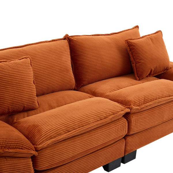 English Elm Corduroy Modern Sofa Sleeper Loveseat with Double-Layer Cushions, Two Pillows, Sturdy Frame 84" Orange W676P227342