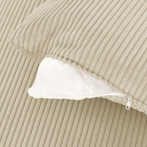 English Elm L-Shaped Modern Sofa With Ottoman, Storage, Cup & Phone Holders - Beige Corduroy Comfort For Living Rooms W1117S00209