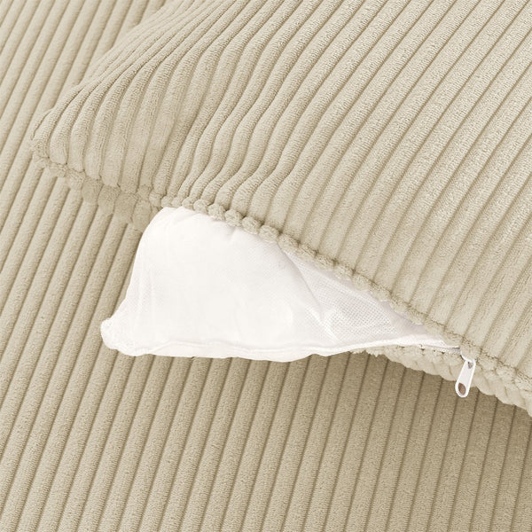 English Elm L-Shaped Modern Sofa With Ottoman, Storage, Cup & Phone Holders - Beige Corduroy Comfort For Living Rooms W1117S00209