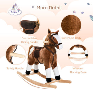 English Elm Qaba Plush Rocking Pony for Toddlers with Sound Effects and Padded Saddle Playroom Fun W2225P217966