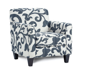 Fusion Truth Or Dare Salt Sonata Navy Accent Chair - Unique Tapestry Design With Stylish Shelf Arms Navy,White Ws,97% Polypropylene,3% Polyester 25-02 Sonata Navy Accent Chair