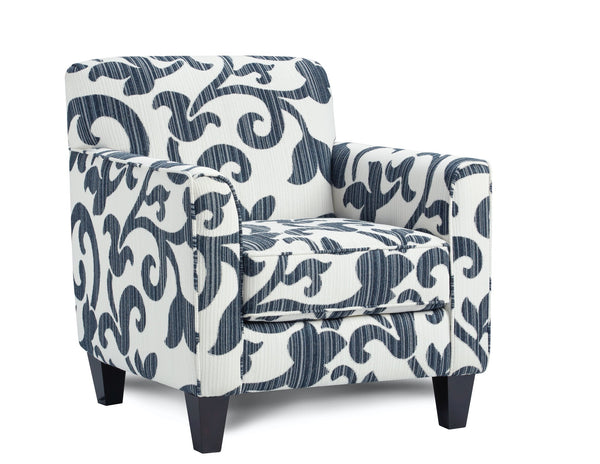 Fusion Truth Or Dare Salt Sonata Navy Accent Chair - Unique Tapestry Design With Stylish Shelf Arms Navy,White Ws,97% Polypropylene,3% Polyester 25-02 Sonata Navy Accent Chair