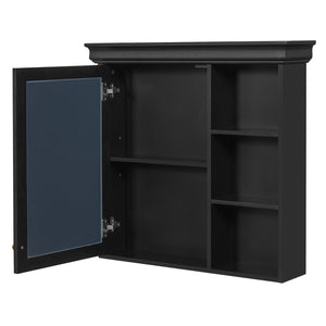 English Elm 30'' Wall-Mounted Medicine Cabinet with Mirror and Adjustable Shelves, Modern MDF Storage Organizer Black N710P209425B