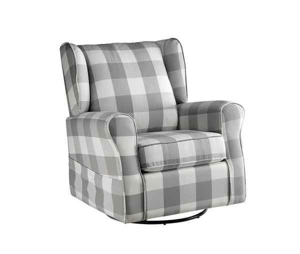English Elm Fabric Lattice Swivel Glider Chair with Removable Seat and Side Storage Pockets for Cozy Relaxation Grey B016P324090