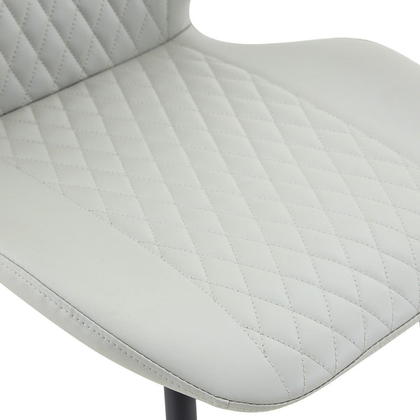 English Elm 4-piece Diamond Quilted Upholstered Dining Chair Set with Sleek Black Metal Legs Black,Light Gray W1151P458010