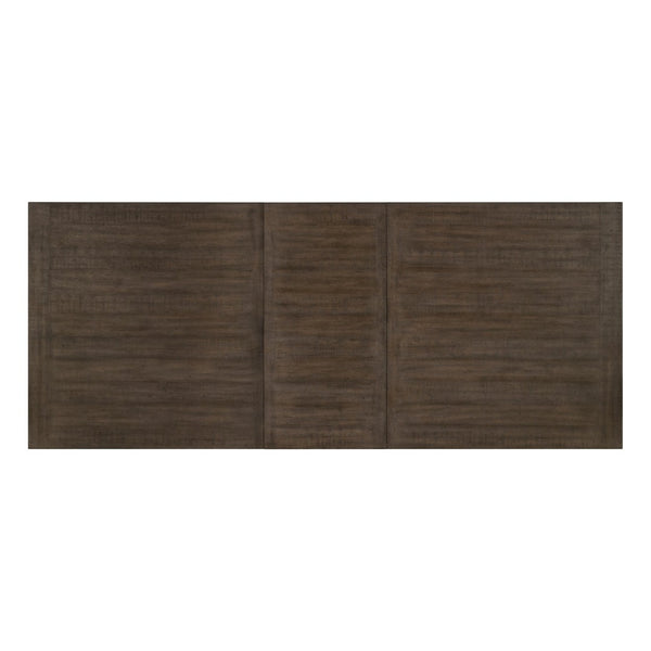 English Elm Contemporary Acacia Veneer Extendable Dining Set with Six Upholstered Gray Fabric Chairs B011S01603