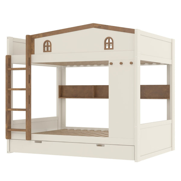 English Elm Twin Xl Solid Pine Loft Bed with Built-in Led Lighting and Storage Shelves W1580S00392