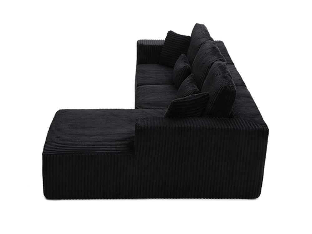 English Elm 107.5 Inch Modular Cloud Sectional Corduroy Sofa Deep Seat Reversible Chaise Sleeper W2564S00119