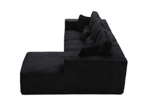 English Elm 107.5 Inch Modular Cloud Sectional Corduroy Sofa Deep Seat Reversible Chaise Sleeper W2564S00119