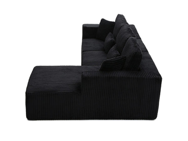English Elm 107.5 Inch Modular Cloud Sectional Corduroy Sofa Deep Seat Reversible Chaise Sleeper W2564S00119