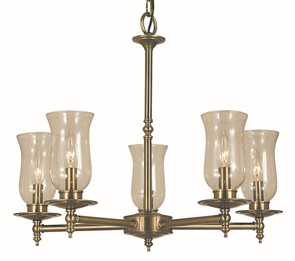 Framburg 5-light Classic Colonial Sheraton Dining Chandelier - Handcrafted Elegance For Timeless Interiors Antique Brass Metal 2505 Ab