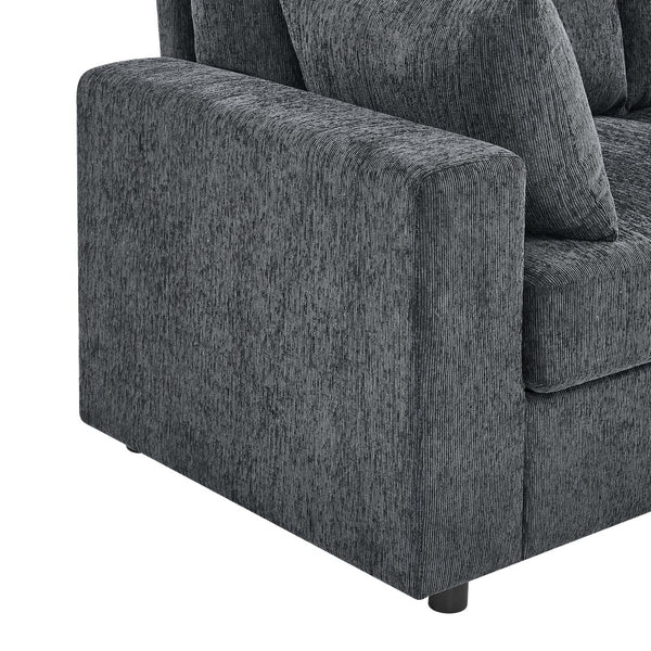 English Elm Modern Low Profile Upholstered Sofa Deep Seat Cushions for Apartment Living Rooms Blue Gray B343P435324