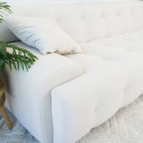 English Elm Ashcroft Furniture - Brampton Mid Century 90 Inch Cream Velvet Sofa