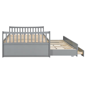 English Elm Full Size Daybed with Trundle Twin Pullout and Three Storage Drawers for Guest Rooms LP100341AAE
