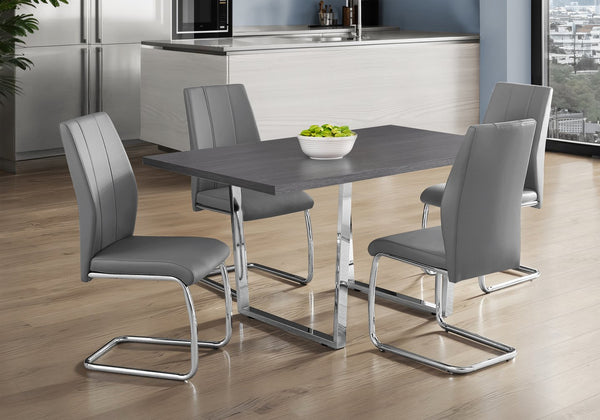 English Elm Dining Table, 60" Rectangular Grey Laminate With Chrome Legs - Modern Centerpiece For Any Space B2710P286990