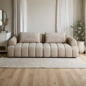 English Elm Modern Chenille Velvet Sectional Sofa Tufted Arc Design for Living Room Apartment W2664S00003