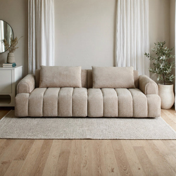 English Elm Modern Chenille Velvet Sectional Sofa Tufted Arc Design for Living Room Apartment W2664S00003