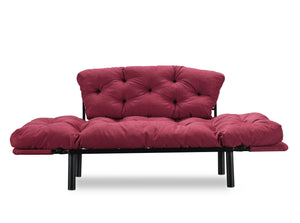 English Elm Nitta Modern Adjustable Arm Love Seat — Convertible Two-Seater Sofa Bed with Plush Upholstery, Metal Frame Burgundy B029P330055