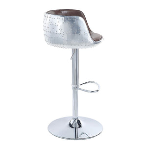 English Elm Vintage Adjustable Swivel Stool In Brown Leather & Aluminum - Stylish Comfort For Home & Bar B062P189159-GIGA