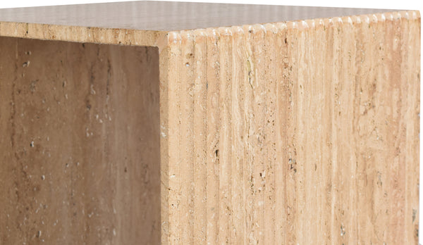 Lucca Beige End Table 250Travertine-ET Meridian Furniture