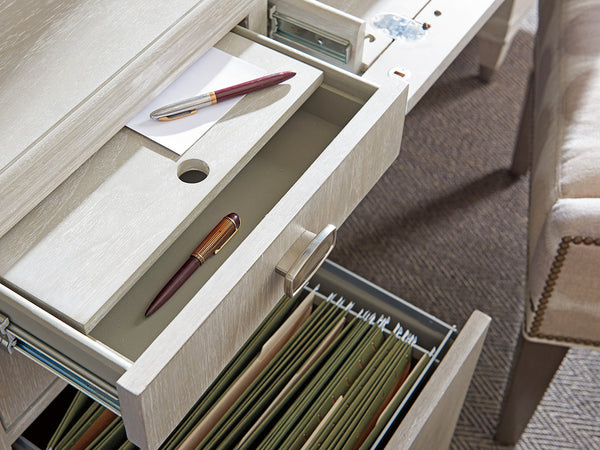 Lexington Sligh Avery Executive Desk - Elegant Design With Ample Storage And Faux Leather Writing Surface For Professionals Aspen Wood 250-400