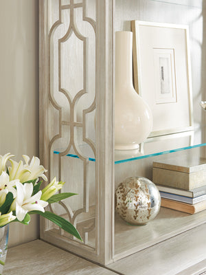 Lexington Sligh Octavia Deck Unit - Contemporary Fretwork Design With Led Lighting & Glass Shelves For Stylish Living Aspen Wood 250-441