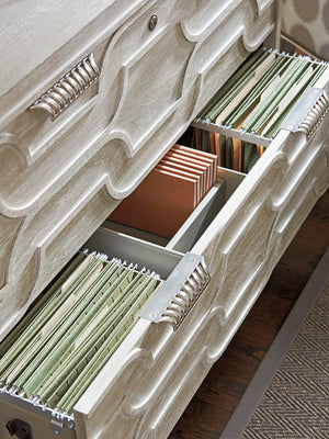 Lexington Sligh Octavia File Chest - Stylish Storage Solution With Contemporary Fretwork And Full-extension Drawers Aspen Wood 250-450